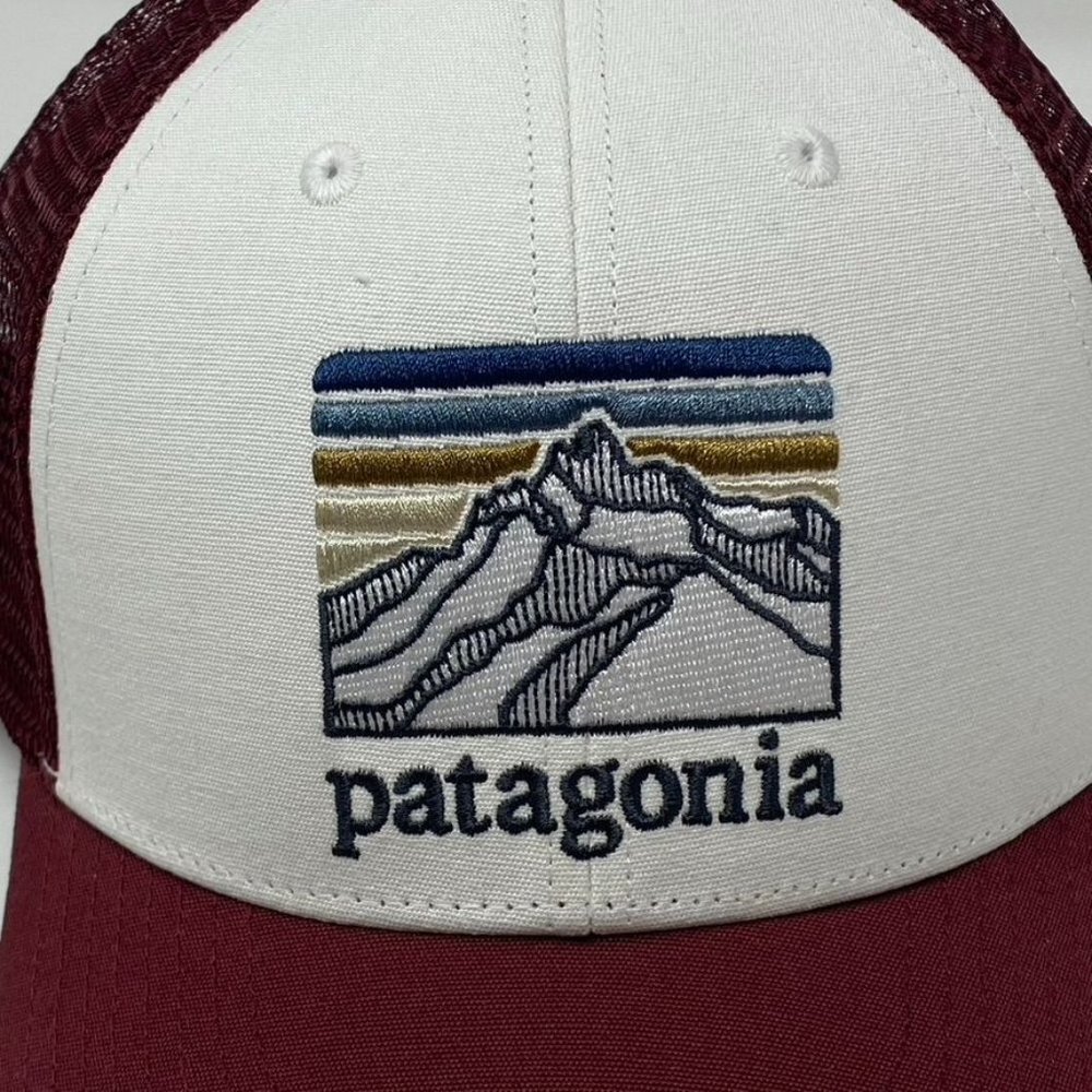 Patagonia Line Logo Ridge LoPro Trucker Hat White Red Adjustable Snapback B32 - Picture 2 of 5